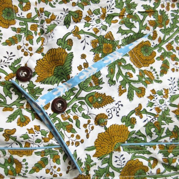 SZ Blockprint Jumpsuit Padra Print in Moss Floral Cotton One-Piece L - Picture 7 of 10